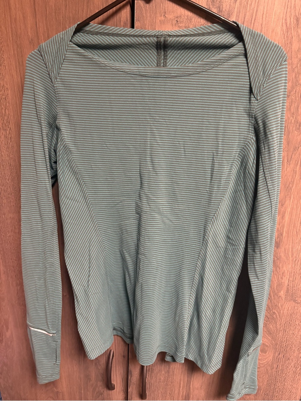 Lululemon Long-Sleeve Striped Crewneck Top in Sage Green